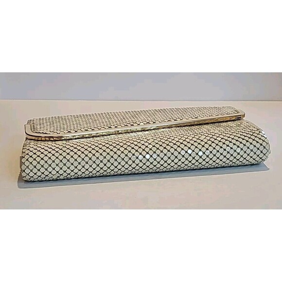 vintage ELKA Handbag Shoulder Purse Ivory Metal Mesh 60's W/ Hide Away Strap - Picture 7 of 10